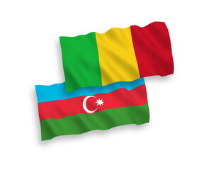 Flags of Azerbaijan and Mali on a white background