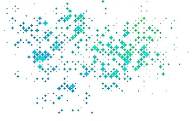 Light Blue, Green vector background with colored stars. Glitter abstract illustration with colored stars. The pattern can be used for websites.