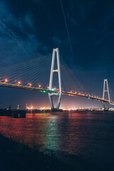 Fototapeta na wymiar ライトアップした名古屋の夜のブリッジ