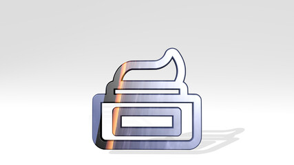 body care cream casting shadow with two lights. 3D illustration of metallic sculpture over a white background with mild texture. woman and beautiful