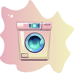 Bright colored object on the theme of bathroom, household on a beautiful colored background-blot