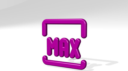 design document max made by 3D illustration of a shiny metallic sculpture with the shadow on light background. abstract and art