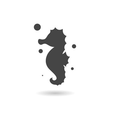 Seahorse graphic icon with shadow
