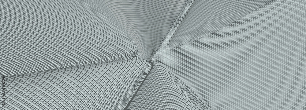 Poster ultra wide image made of light cyan monochromic 3d curved abstract background image made of plain sp