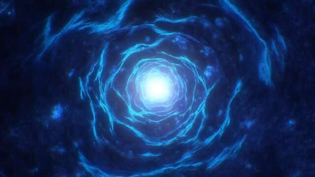Endless Neon Blue Glowing Tunnel of Futuristic Energy Waves Flow - 4K Seamless Loop Motion Background Animation