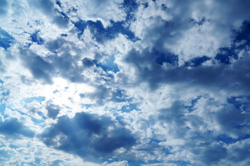 Blue sky background with clouds.
