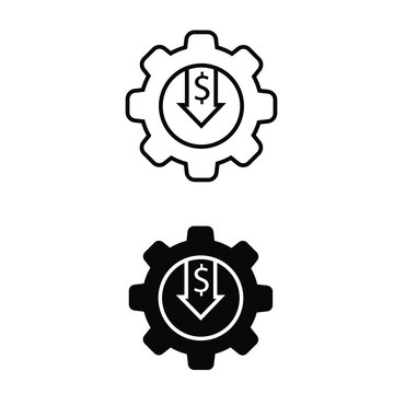 Reduce vector icon set, decrease cost vector icon set, cost symbol.