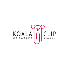Koala Clip Logo Idea Icon Design Stock Vector. Animal Paper Clips Logo Design Template. Monogram Koala Logo Line Outline clip  © blueberry 99d