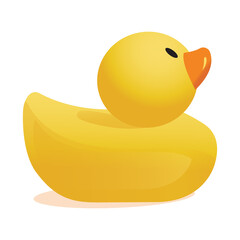 Vector realistic yellow rubber duck illustration on a white backgrouund