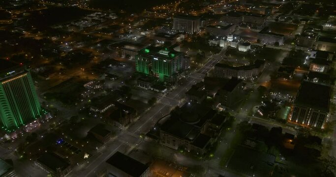 Montgomery Alabama Aerial v7 right to left panning reveal of the capitol building to downtown along dexter avenue - DJI Inspire 2, X7, 6k - March 2020