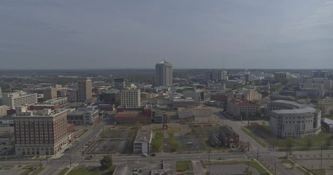 Montgomery Alabama Aerial v8 view of the downtown sklyine and gun island chute - DJI Inspire 2, X7, 6k - March 2020