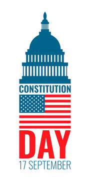 17 september - United States Constitution day. Typography concept  design for greeting card, poster, banner, flyer. USA flag on white background. Vector illustration