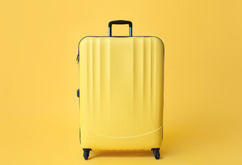 Packed suitcase on color background. Travel concept