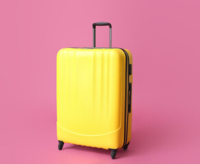 Packed suitcase on color background. Travel concept