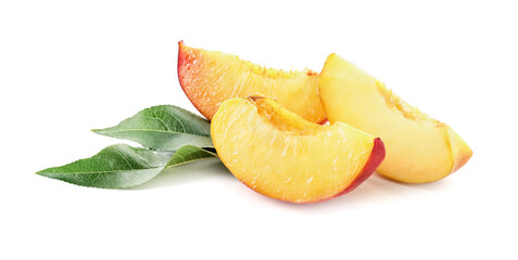 Sweet cut peach on white background