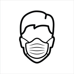 Man Male Face Medical Mask - Protection COVID Corona Virus Style Illustration Creative Stylish T-Shirt Mug Hoodie Design Vector