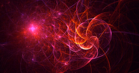 Obraz premium 3D rendering abstract red fractal light background