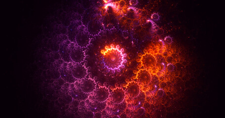 3D rendering abstract red fractal light background