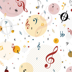 Music background Design for postcard and banner , Seamless Pattern of Music, Vector and illustration,Template Design