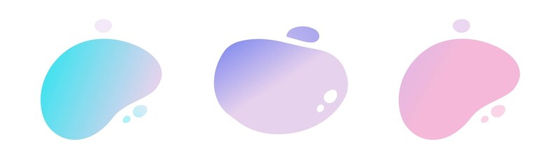 Fluid liquid shape abstract element pastel print design vector background or blue purple pink color figures graphic splash wavy set for text copy space, curvy backdrop for flyer or brochure clipart