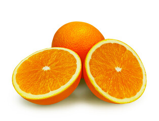 Ripe orange isolated on white background with clipping path.slice of orange.