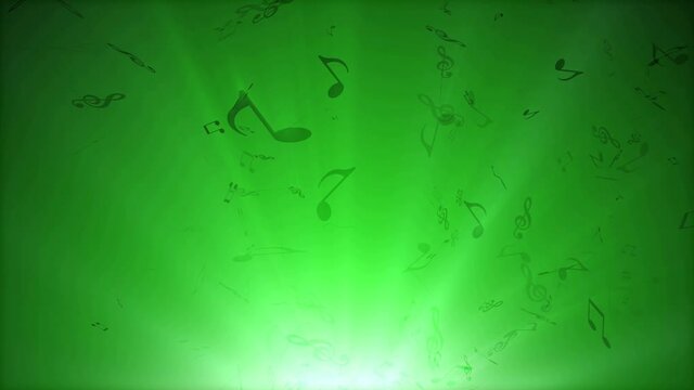 Music notes exploding from one glowing point