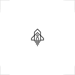 geometric combine shape of house and rocket logo