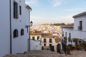 View of Old town of Antequera at dusk. Andalusia, Spain