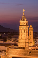 Fototapeta na wymiar View of Old town of Antequera at dusk. Andalusia, Spain