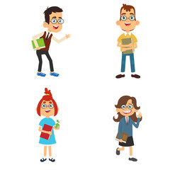 Funny Nerds and Geeks Cartoon Characters Collection.