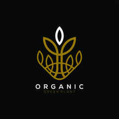 Obraz premium gold leaf plant vector logo