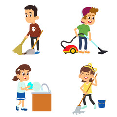 Kids helping their parents with the housework