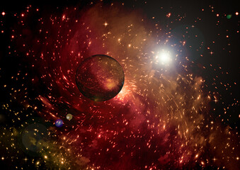 galaxy in a free space. 3D rendering