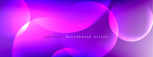 Vector abstract background liquid bubble circles on fluid gradient with shadows and light effects. Shiny design templates for text