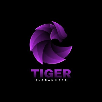 Vector Logo Illustration Tiger Gradient Colorful Style.