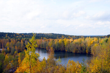 autumn landscape with lake