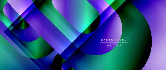 Vector geometric abstract background with lines and modern forms. Fluid gradient with abstract round shapes and shadow and light effects