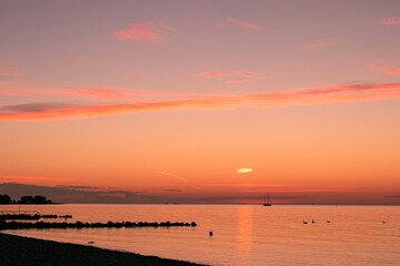 beautiful view to the picturesque Baltic Sea coast at sunrise