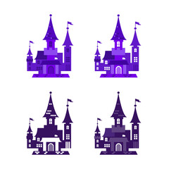 Obraz premium Vector illustration of icons for halloween. Isolated modern flat vector illustration of castle.