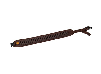 Modern bandolier for cartridges of 12 calibers isolate on a white back. Cartridge belt olive green....