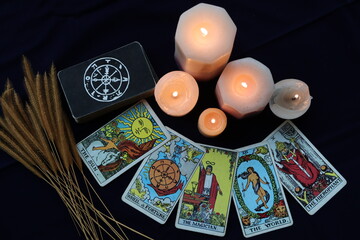 One tarot card packet With the main cards that are important - obrazy, fototapety, plakaty