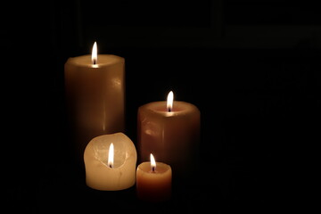 Fototapeta na wymiar candles in the dark Zen and relax concept