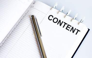 text CONTENT on the short note texture background with pen
