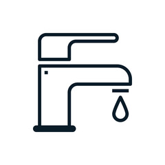 Faucet, water tap outline icons. Vector illustration. Editable stroke. Isolated icon suitable for web, infographics, interface and apps.
