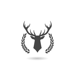 Hunting trophy. Deer head icon with shadow