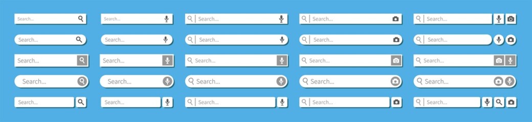 Various shape colorful search bar set
