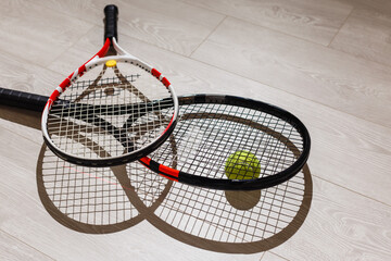 Tennis concept with the balls and racket