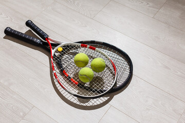 Tennis concept with the balls and racket