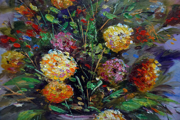 Art painting  flowers  Abstract Oil color Background from thailand