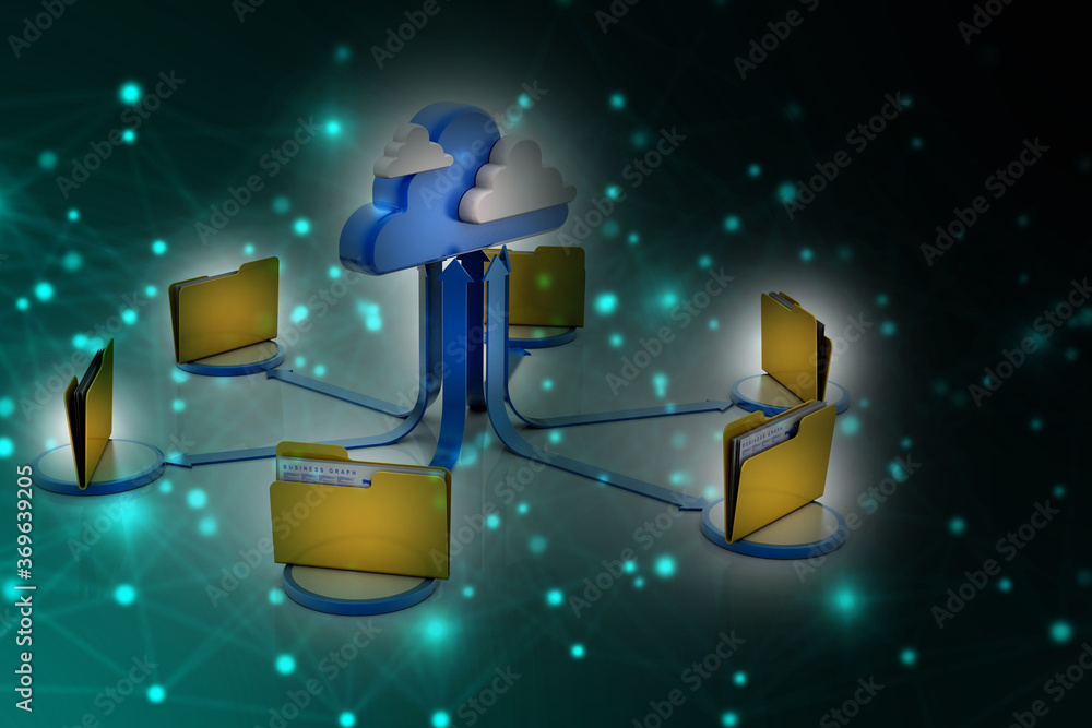 Poster 3d rendering folder with documents